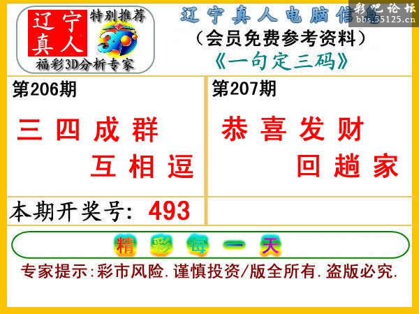3d207期【辽宁真人】一句定三码