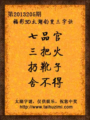 3d205期太湖字谜