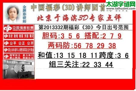3d332期：于海滨点评 +专家一语定胆