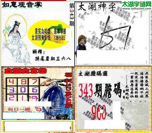 3d343期：太湖图库图谜胆码图