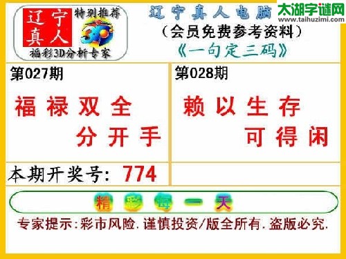 3d028期：【辽宁真人】一句定三码※胆码