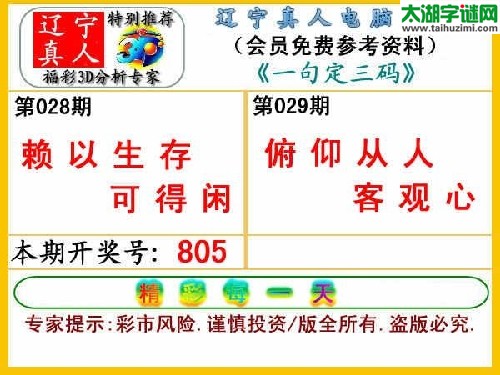 3d029期：【辽宁真人】一句定三码※胆码