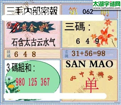 3d062期：老版三毛图谜
