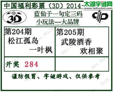 蓝仙子一句定三码14205期