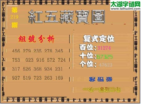 福彩3d红五藏宝图14219期