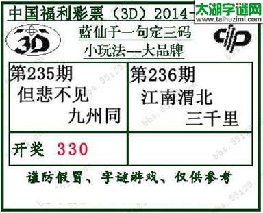 蓝仙子一句定三码14236期