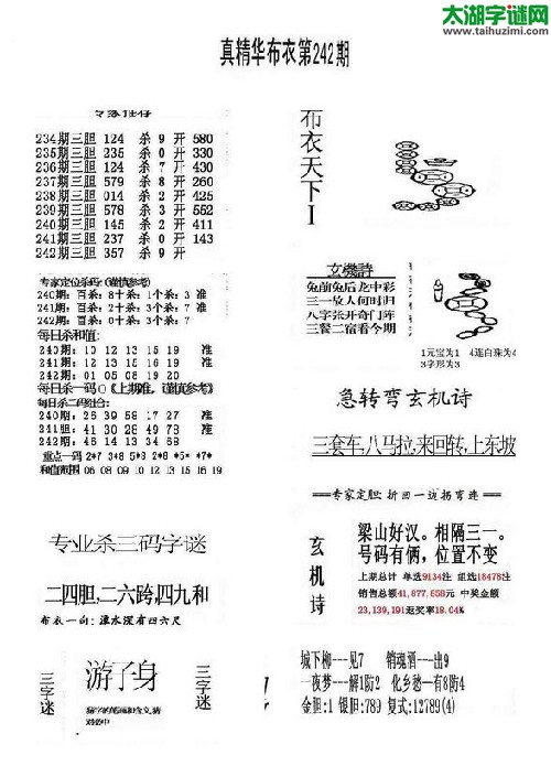 福彩3d布衣天下-14242期