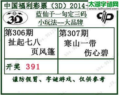 蓝仙子一句定三码14307期