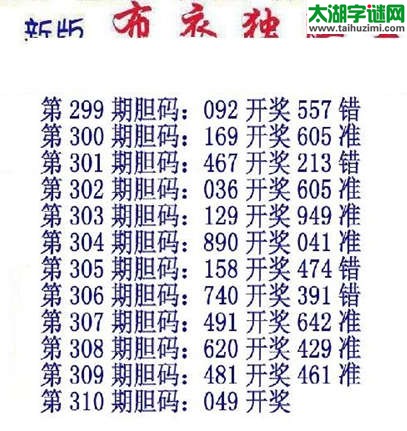 布衣独胆王图谜310期