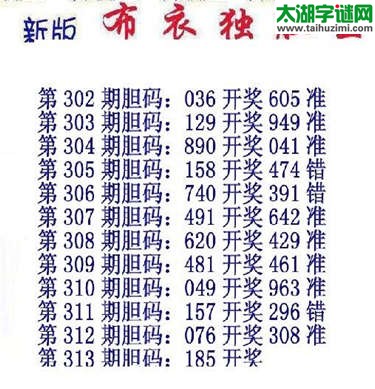 布衣独胆王图谜313期
