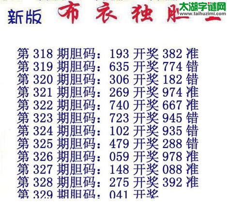 3d14329期：布衣独胆王图谜
