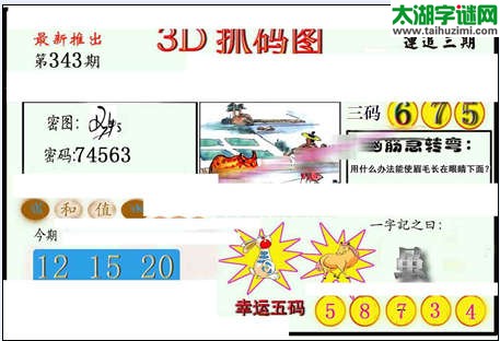 3d343期：红五图库（藏宝抓码图）