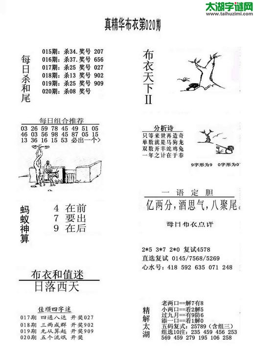 3d布衣天下图谜2015020期