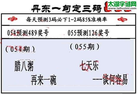 3d第2015055期丹东一句定三码