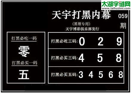3d059期：天宇图谜(胆码杀码-一句定三码)