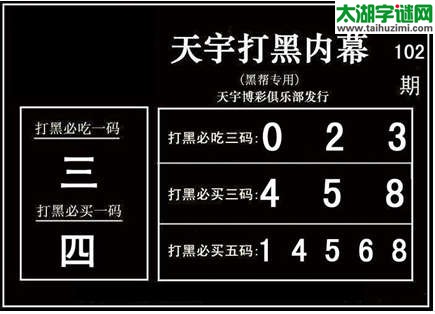 3d103期：天宇图谜(胆码杀码-一句定三码)