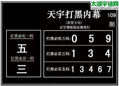 3d109期：天宇图谜(胆码杀码-一句定三码)
