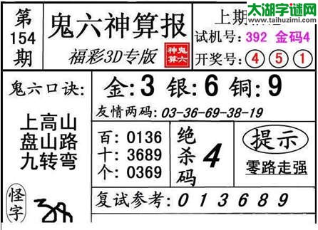 3d154期：【鬼六神算】金胆快报系列图