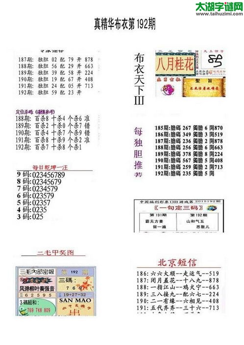 3d15192期：真精华布衣天下图库