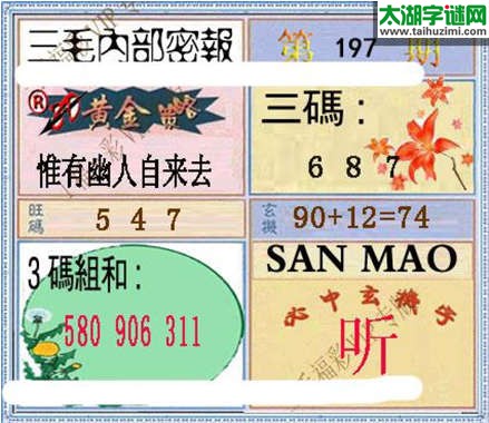 3d197期：3d三毛图库总汇