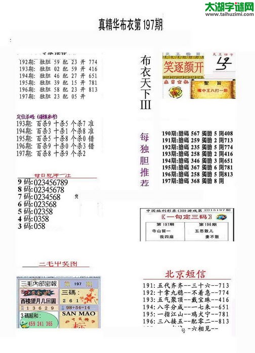 3d15197期：真精华布衣天下图库