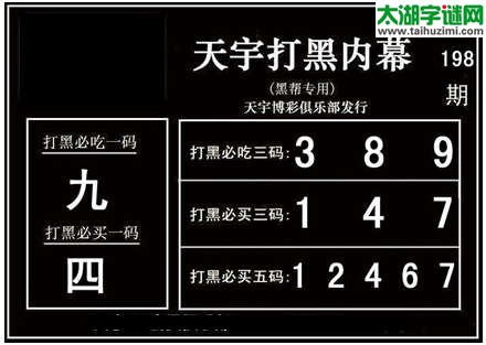 3d198期：天宇图谜(胆码杀号+必买五码)