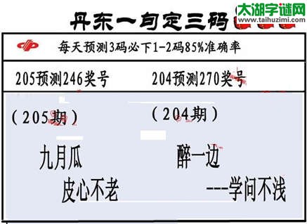 3d第2015205期丹东一句定三码