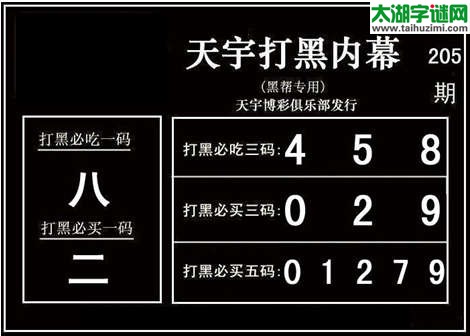 3d205期：天宇图谜(胆码杀号+必买五码)