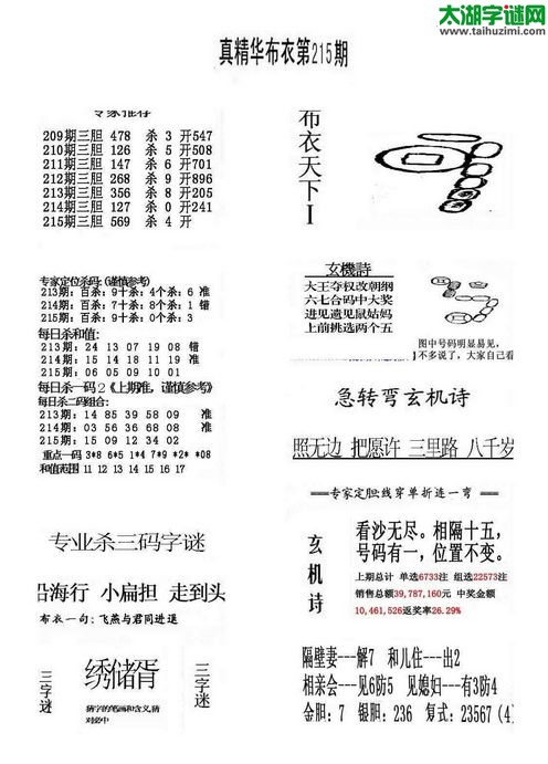 福彩3d布衣天下-15215期