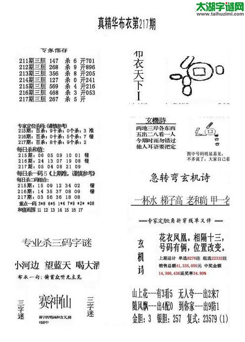 福彩3d布衣天下-15217期
