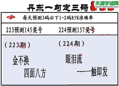 3d第2015224期丹东一句定三码