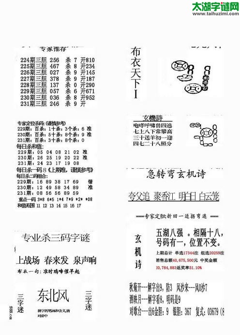福彩3d布衣天下-15231期