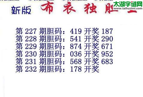 3d15232期：布衣独胆王图谜