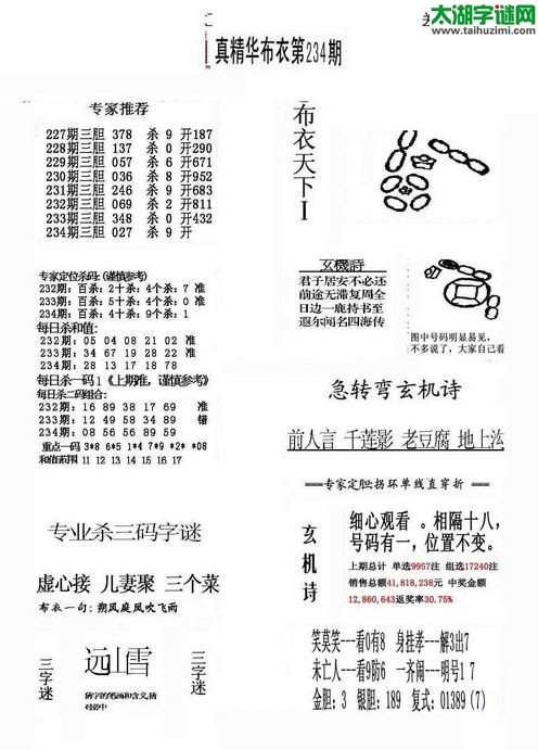 福彩3d布衣天下-15234期