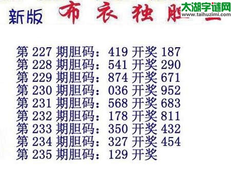 3d15235期：布衣独胆王图谜
