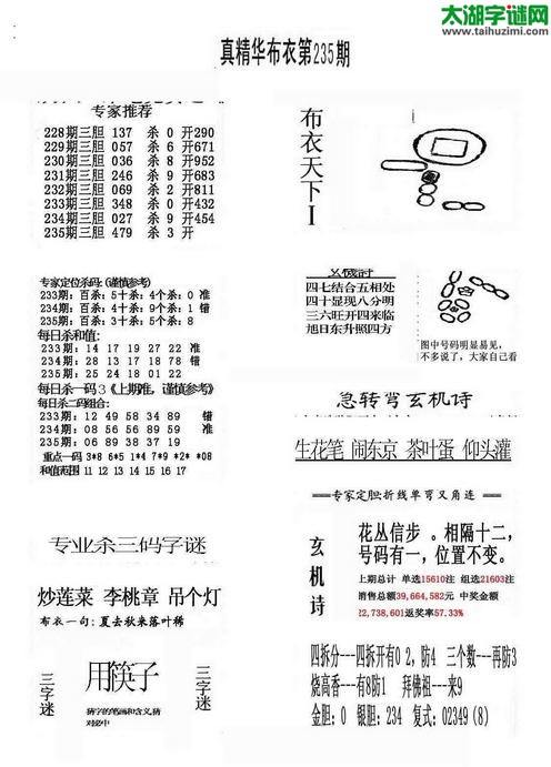 福彩3d布衣天下-15235期
