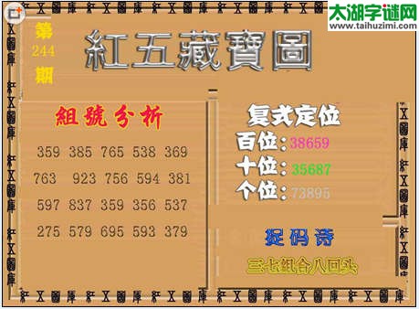 福彩3d红五藏宝图15244期