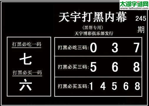 3d245期：天宇图谜(胆码杀号+必买五码)