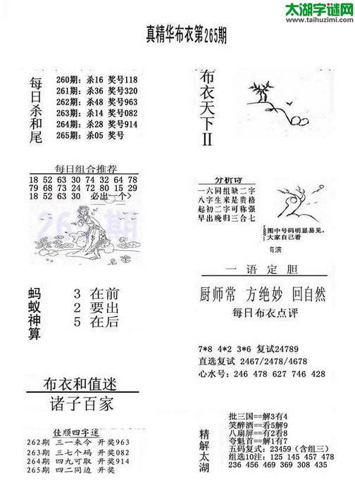3d布衣天下图谜2015265期
