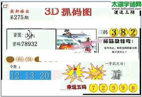 3d275期：红五图库（藏宝抓码图）