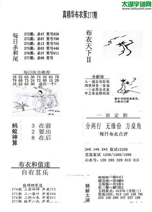 3d布衣天下图谜2015277期