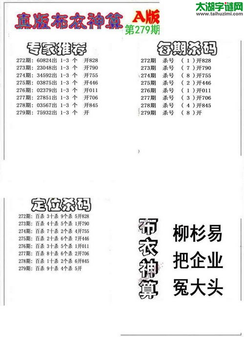 福彩3d布衣神算AB版-15279期