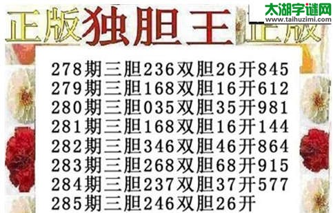 福彩3d正版独胆王第2015285期