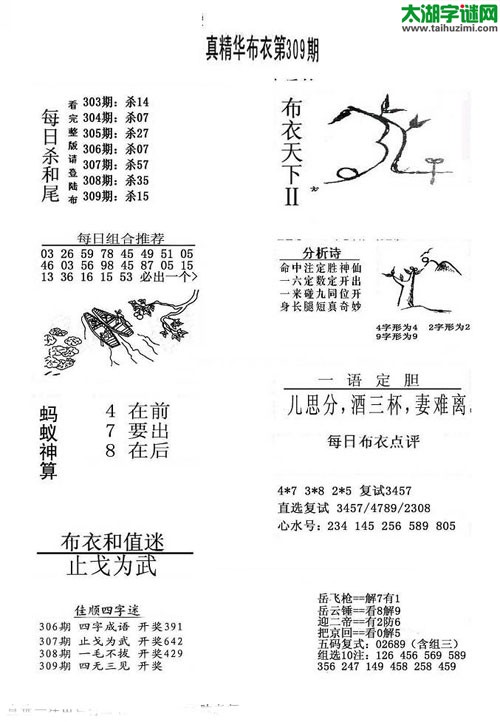 3d布衣天下图谜2015309期