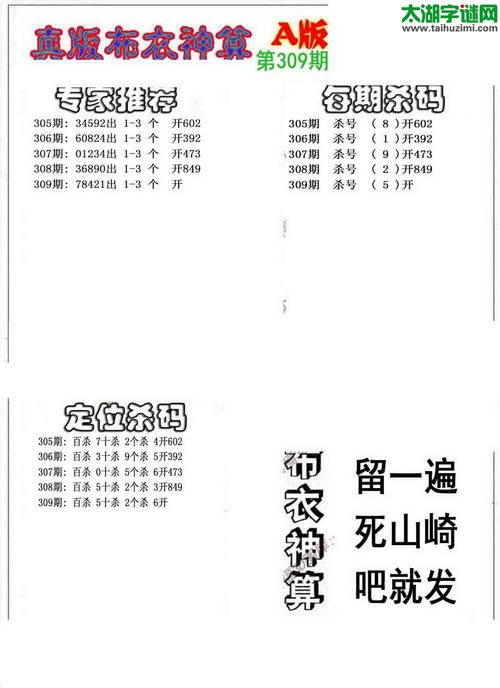 福彩3d布衣神算AB版-15309期