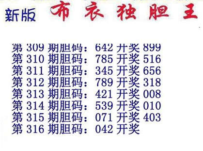 3d15316期：新版布衣独胆王图谜