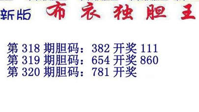 3d15320期：新版布衣独胆王图谜