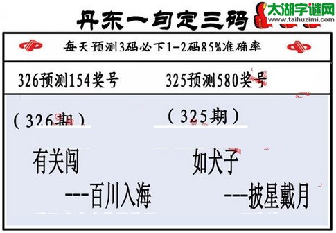 3d第2015326期丹东一句定三码