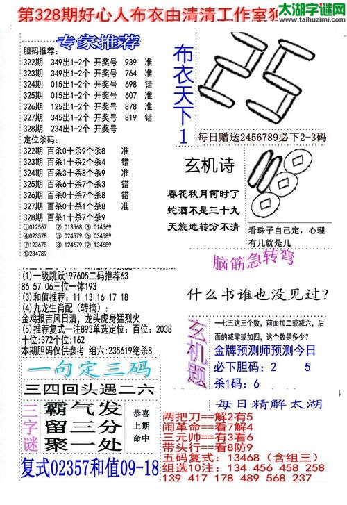福彩3d好心人布衣-15328期