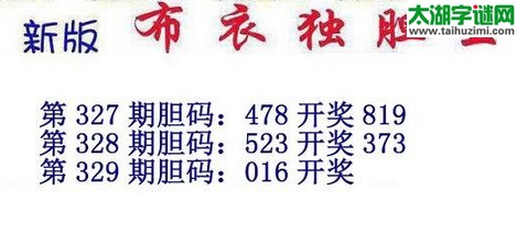 3d15329期：新版布衣独胆王图谜